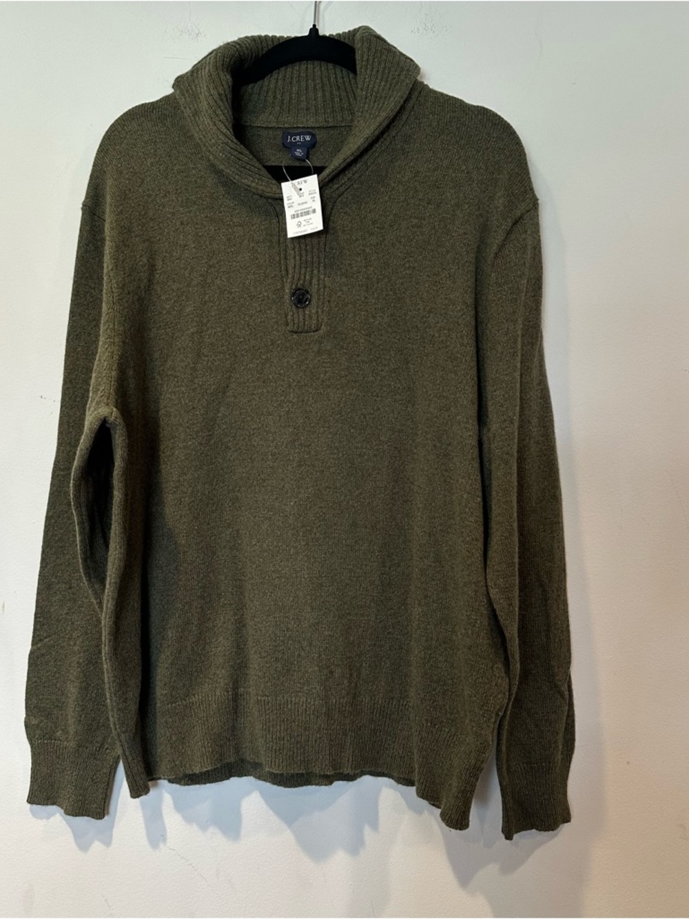 J. Crew Men's Shawl Collar Olive Green Sweater